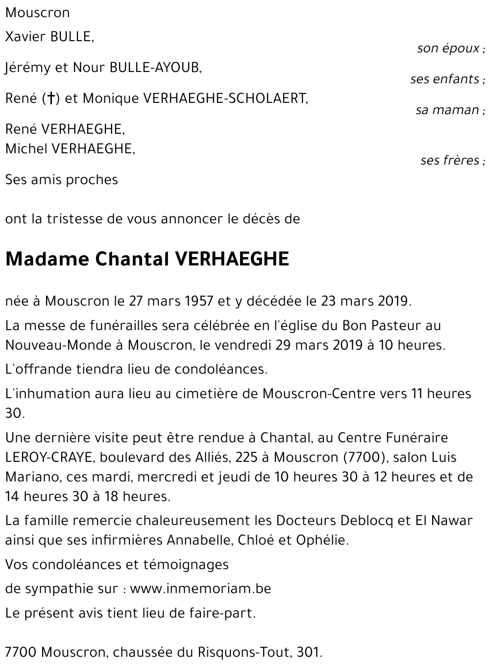 Chantal VERHAEGHE