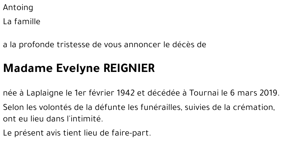 Evelyne REIGNIER