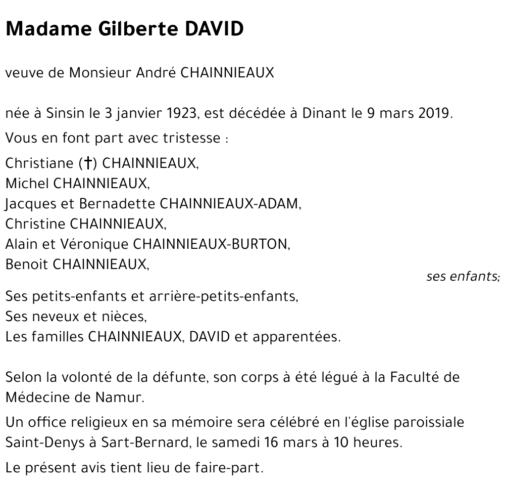 Gilberte DAVID