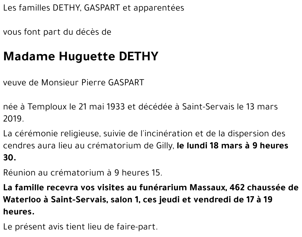 Huguette DETHY