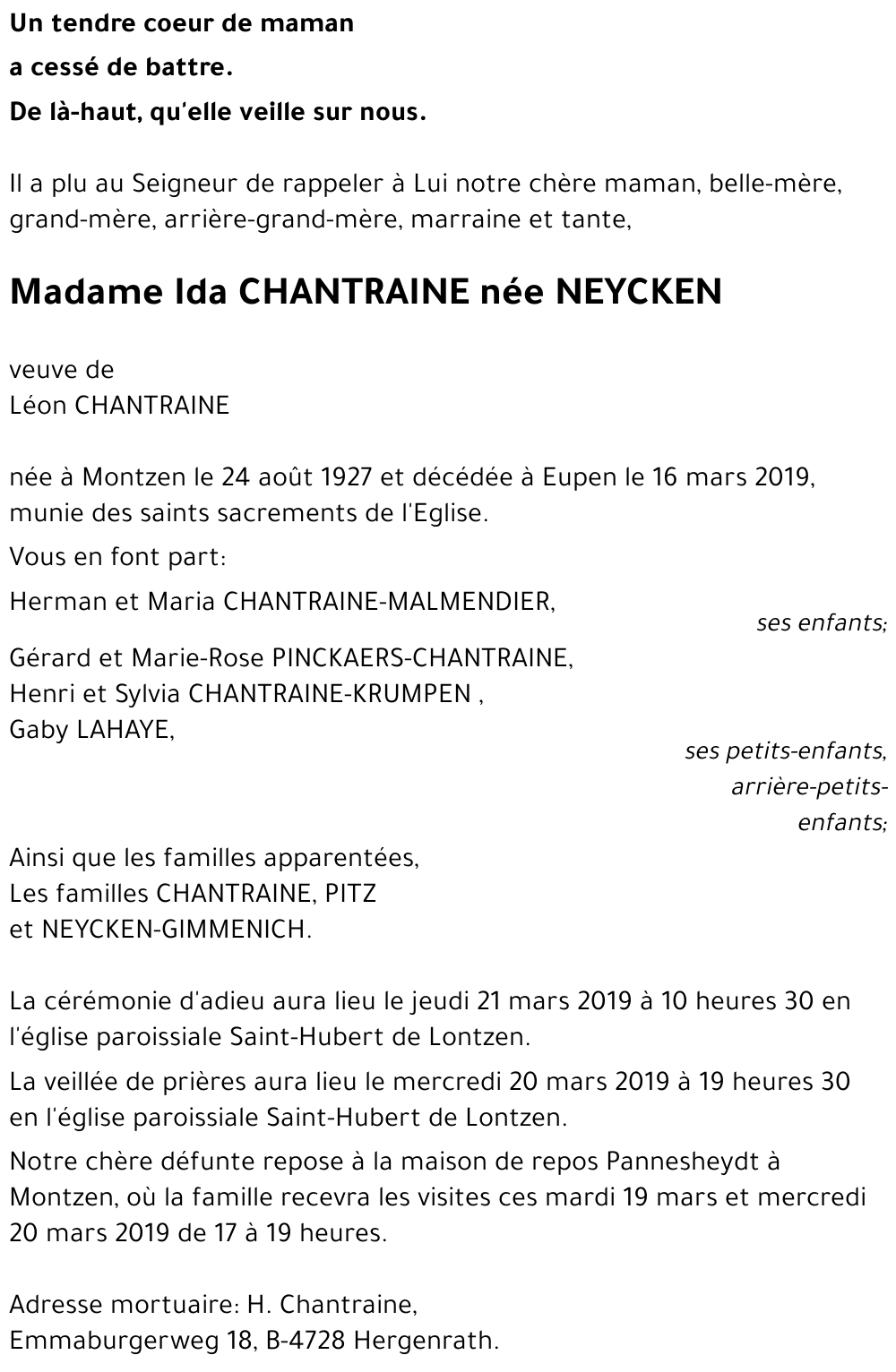 Ida CHANTRAINE