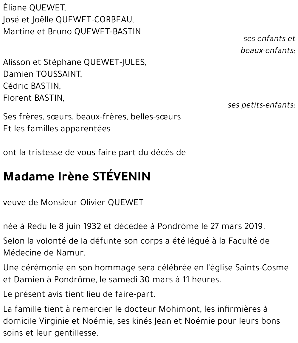 Irène STEVENIN