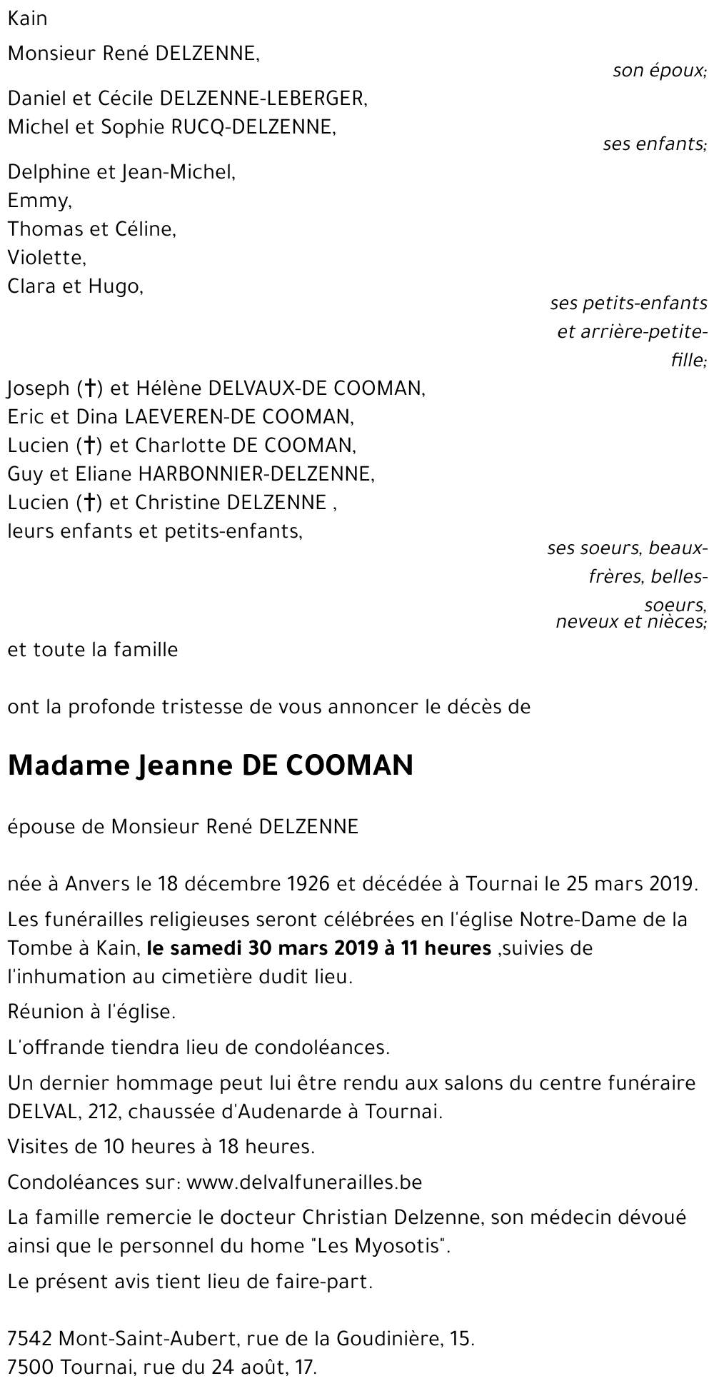 Jeanne DE COOMAN