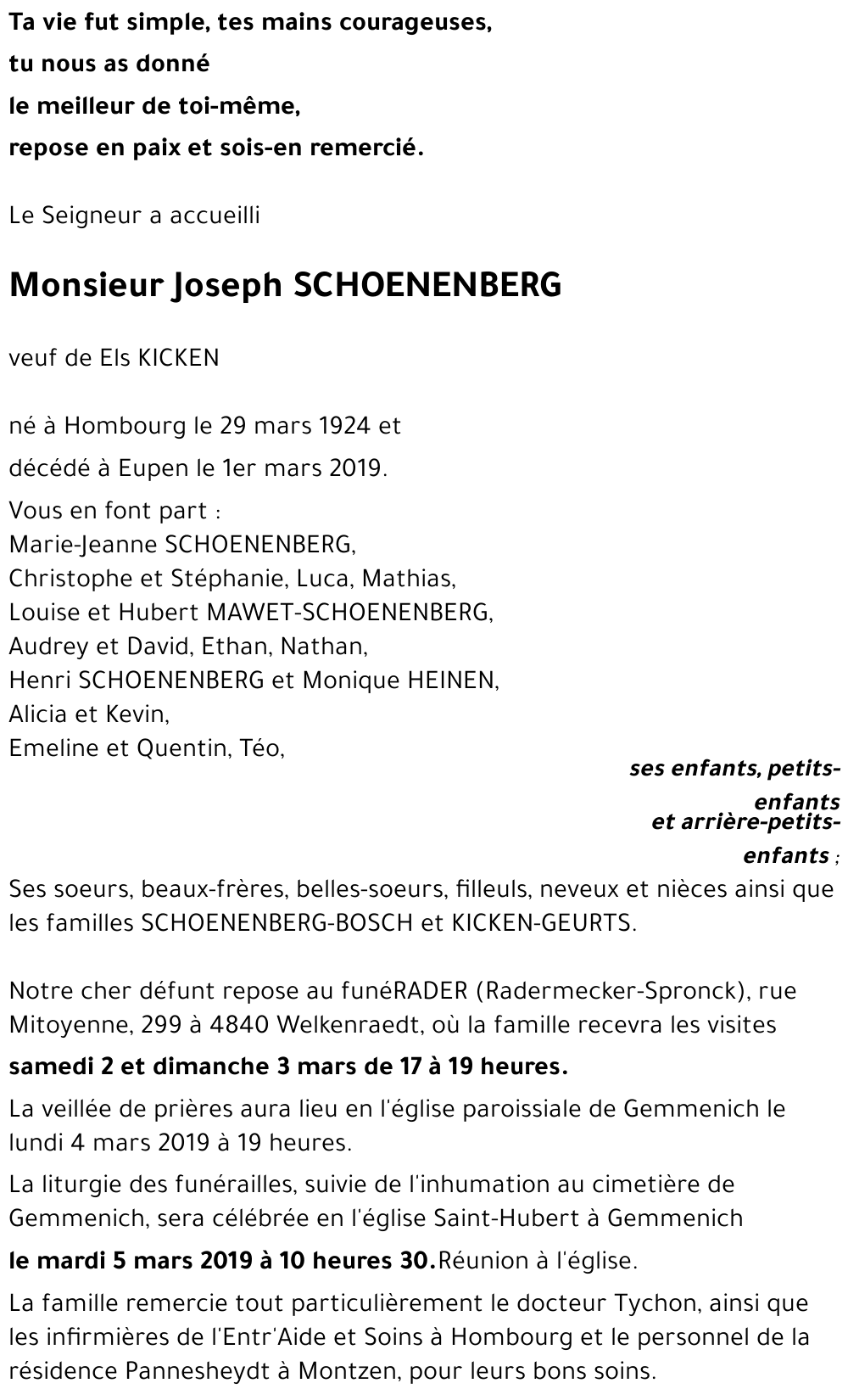 Joseph SCHOENENBERG