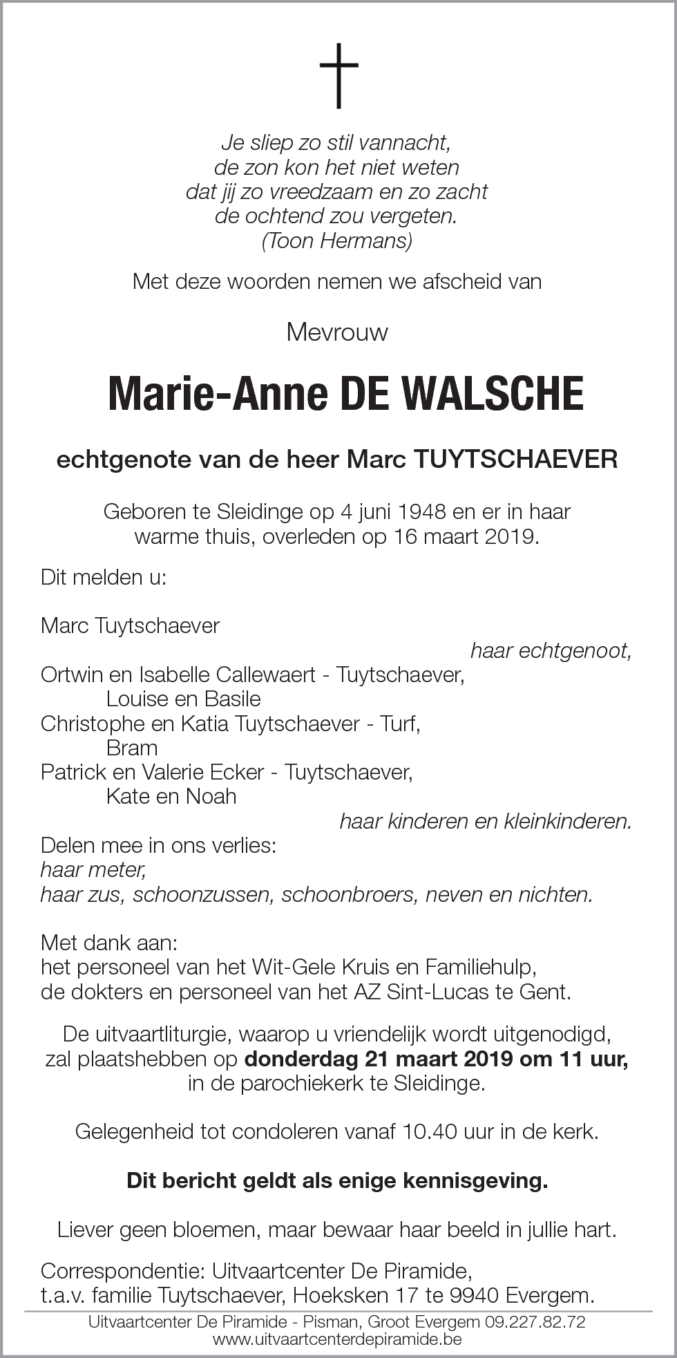 Marie Anne De Walsche