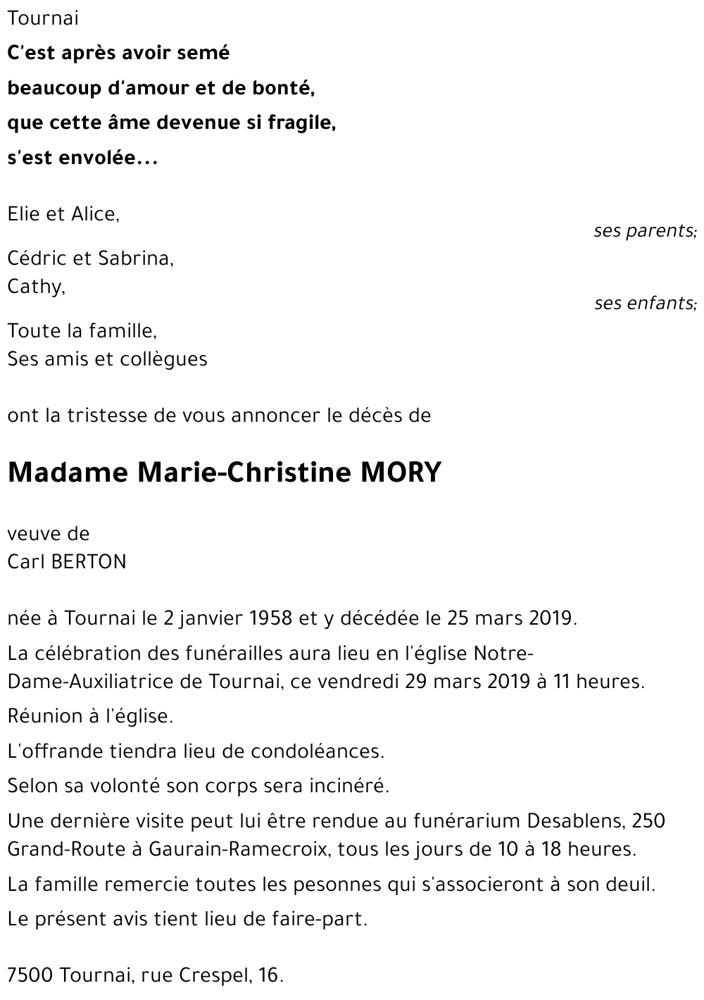 Marie-Christine MORY