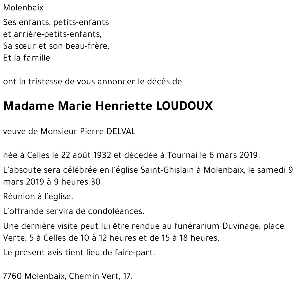 Marie Henriette LOUDOUX