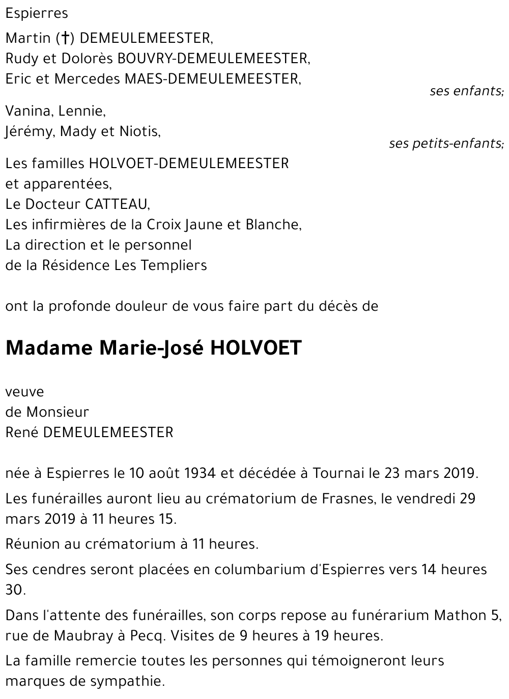 Marie - José HOLVOET