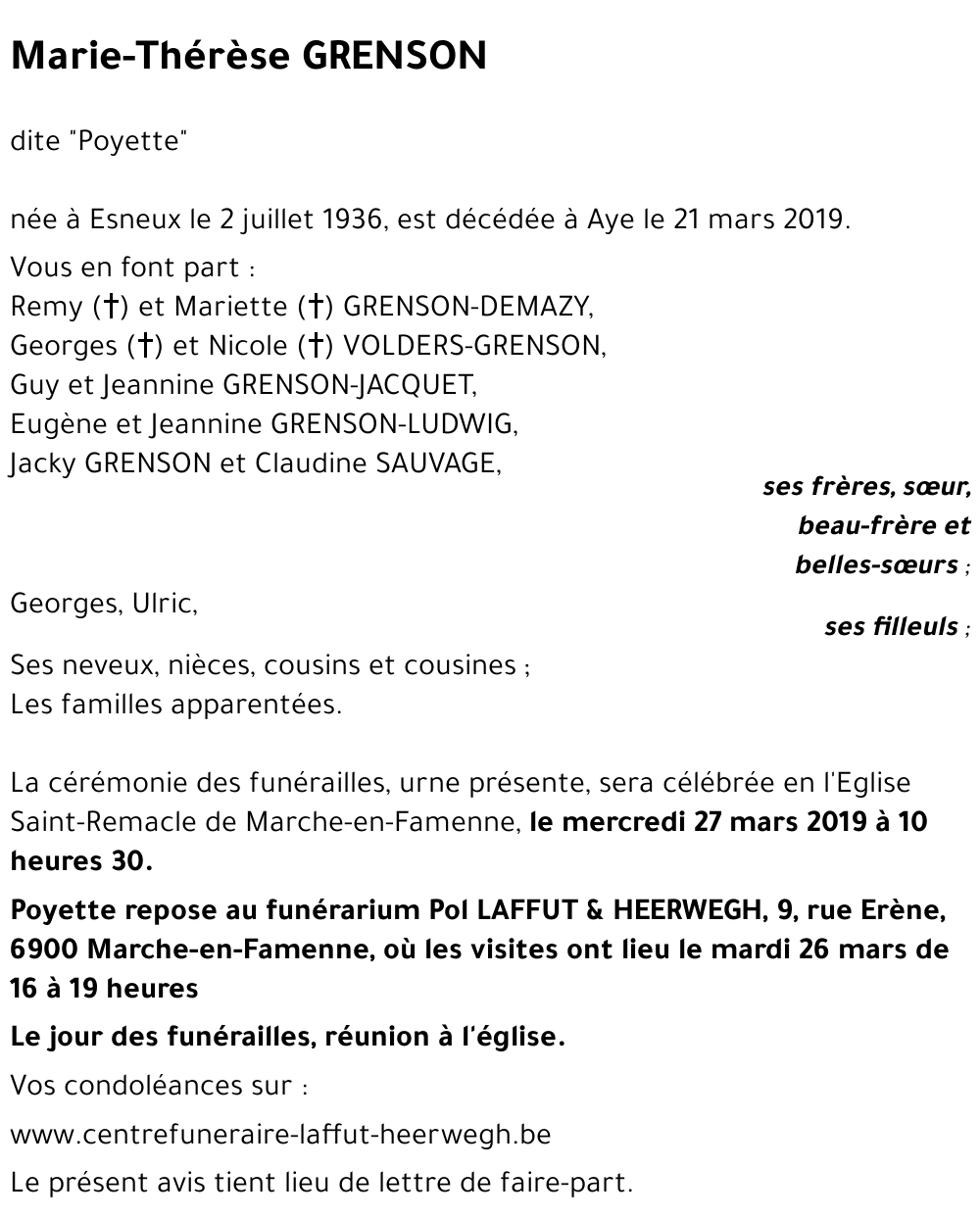 Marie-Thérèse GRENSON