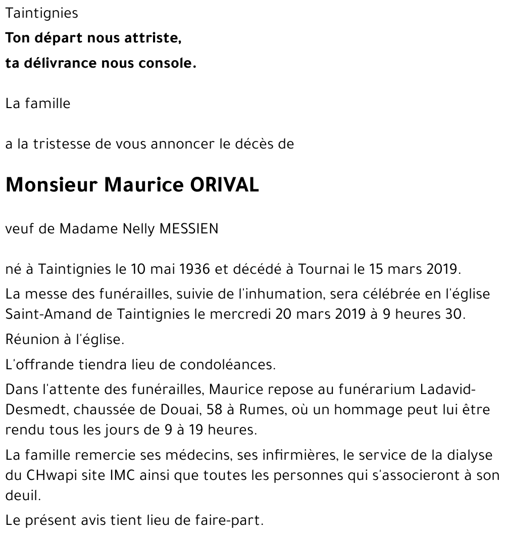 Maurice ORIVAL