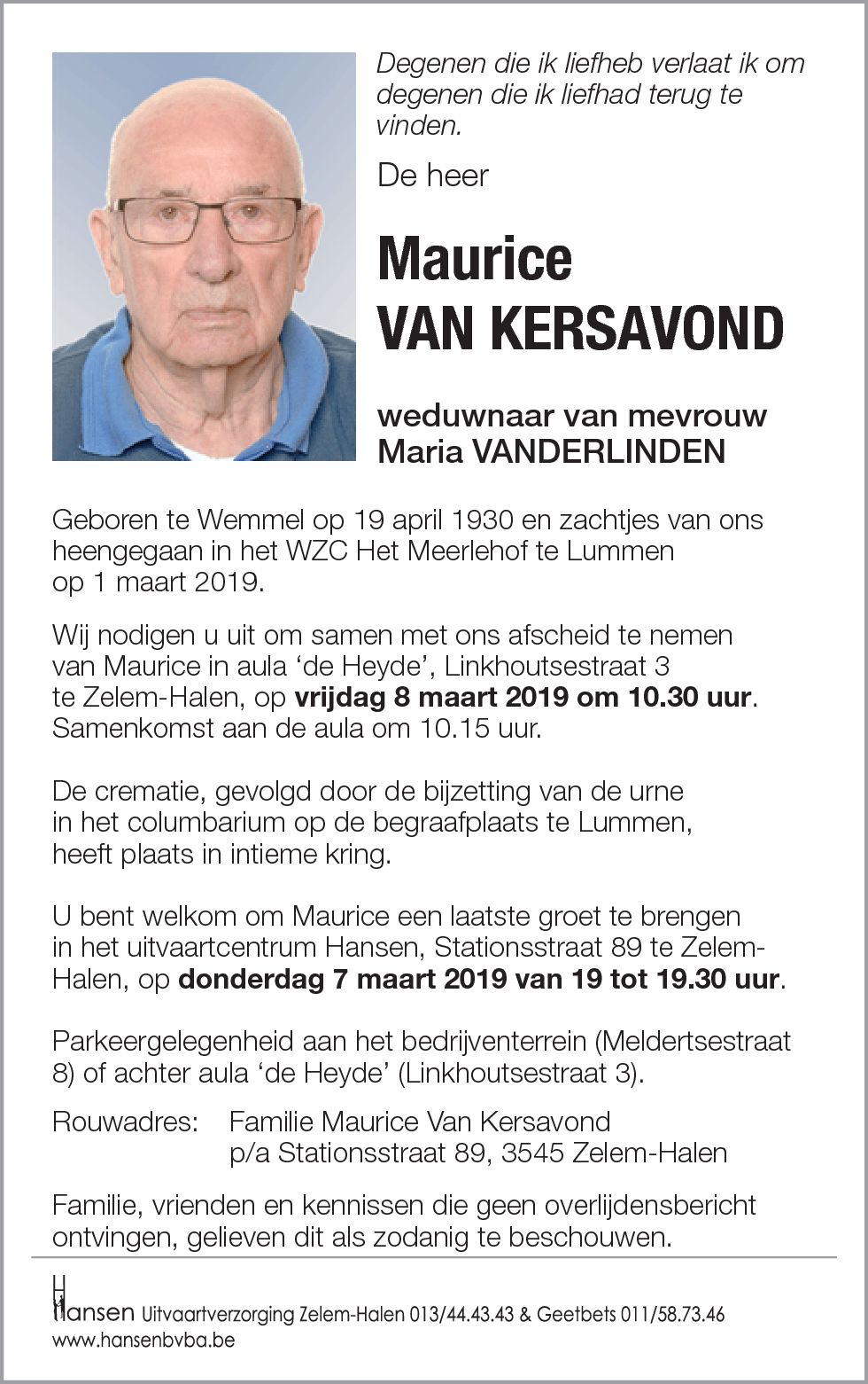 Maurice VAN KERSAVOND