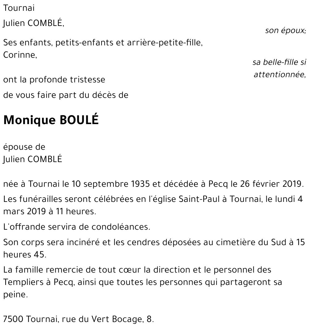 Monique BOULÉ