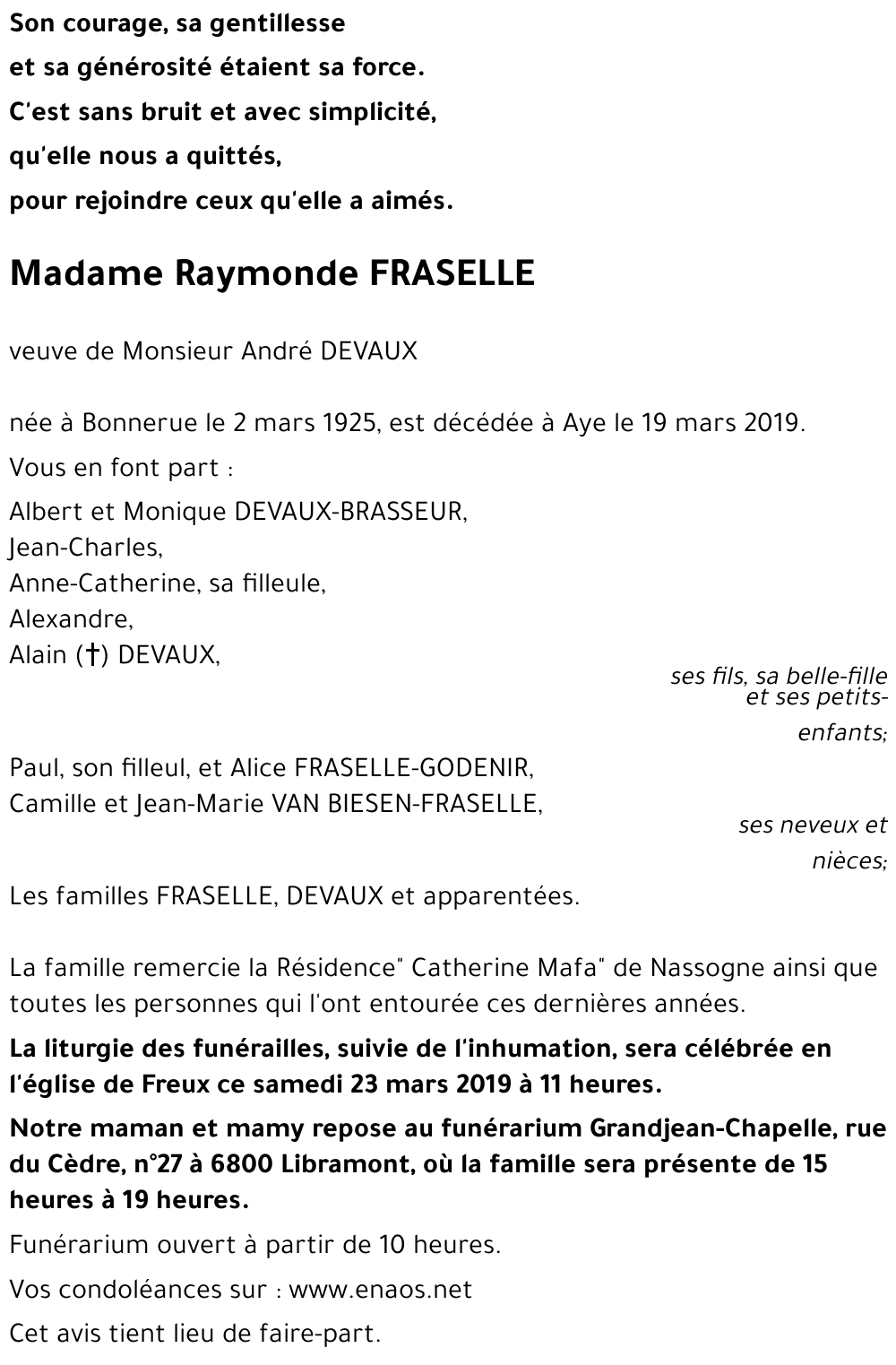 Raymonde FRASELLE