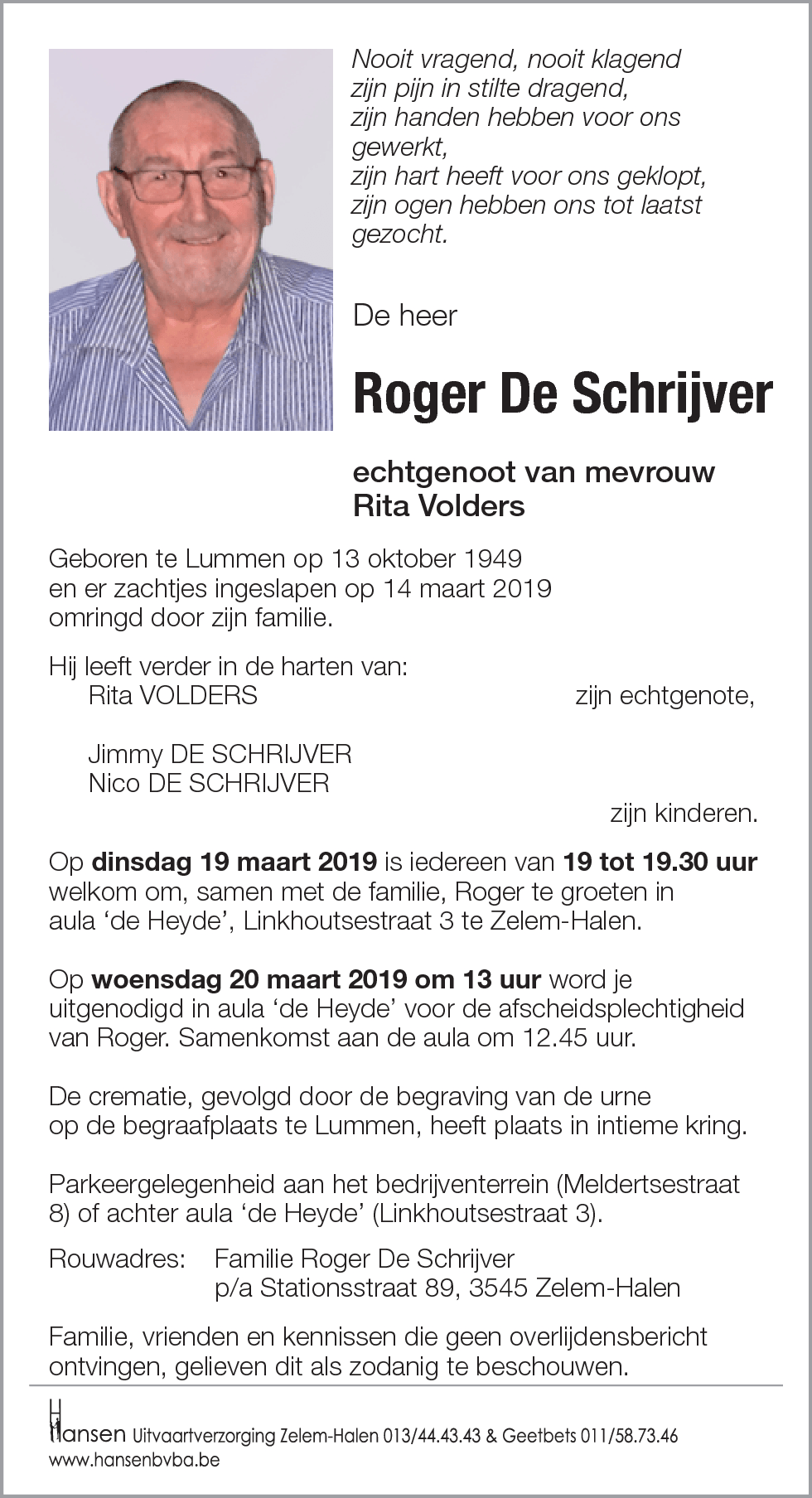 Roger Victor DE SCHRIJVER
