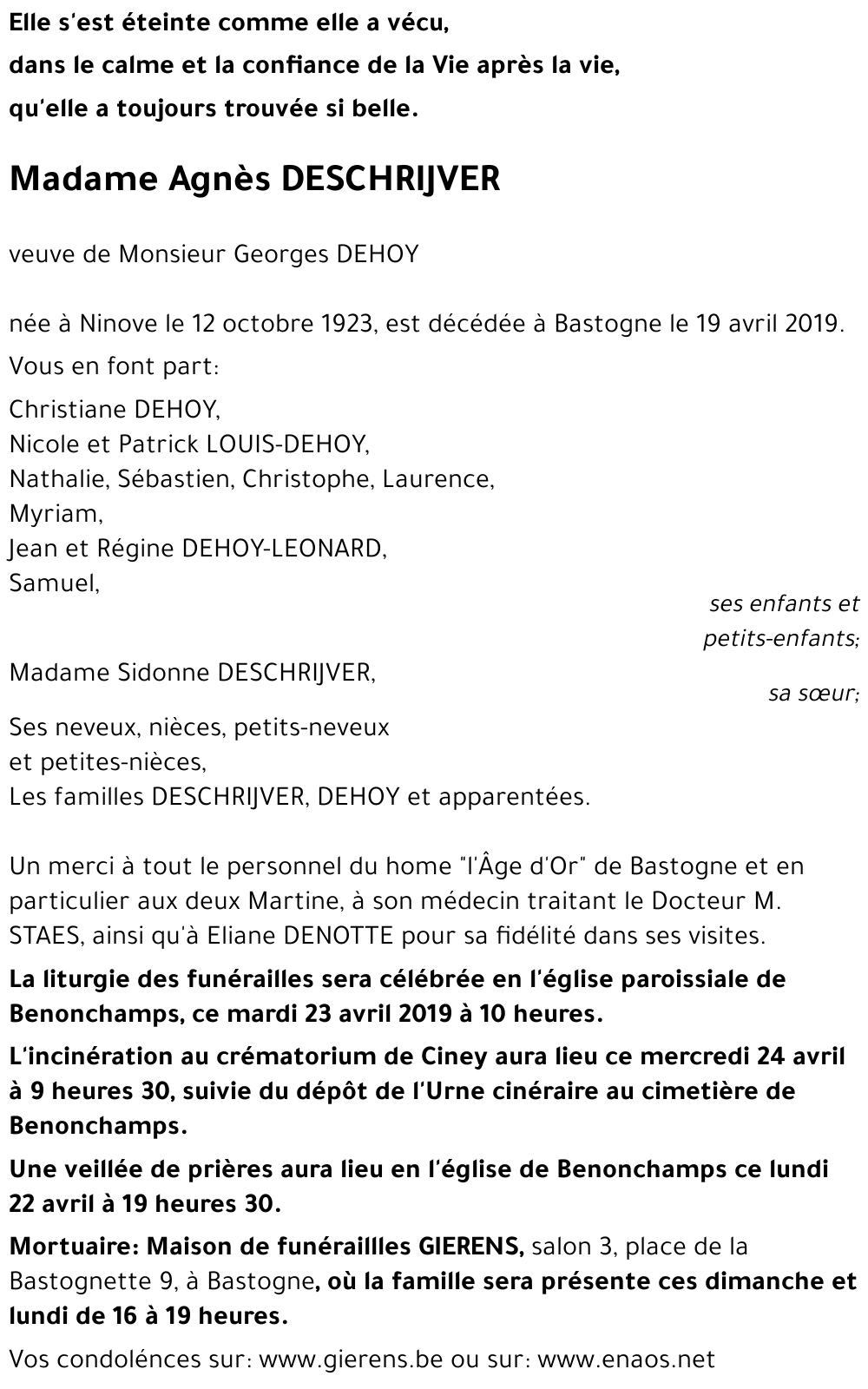 Agnès DESCHRIJVER
