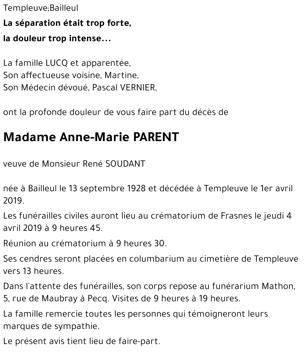 Anne-Marie PARENT