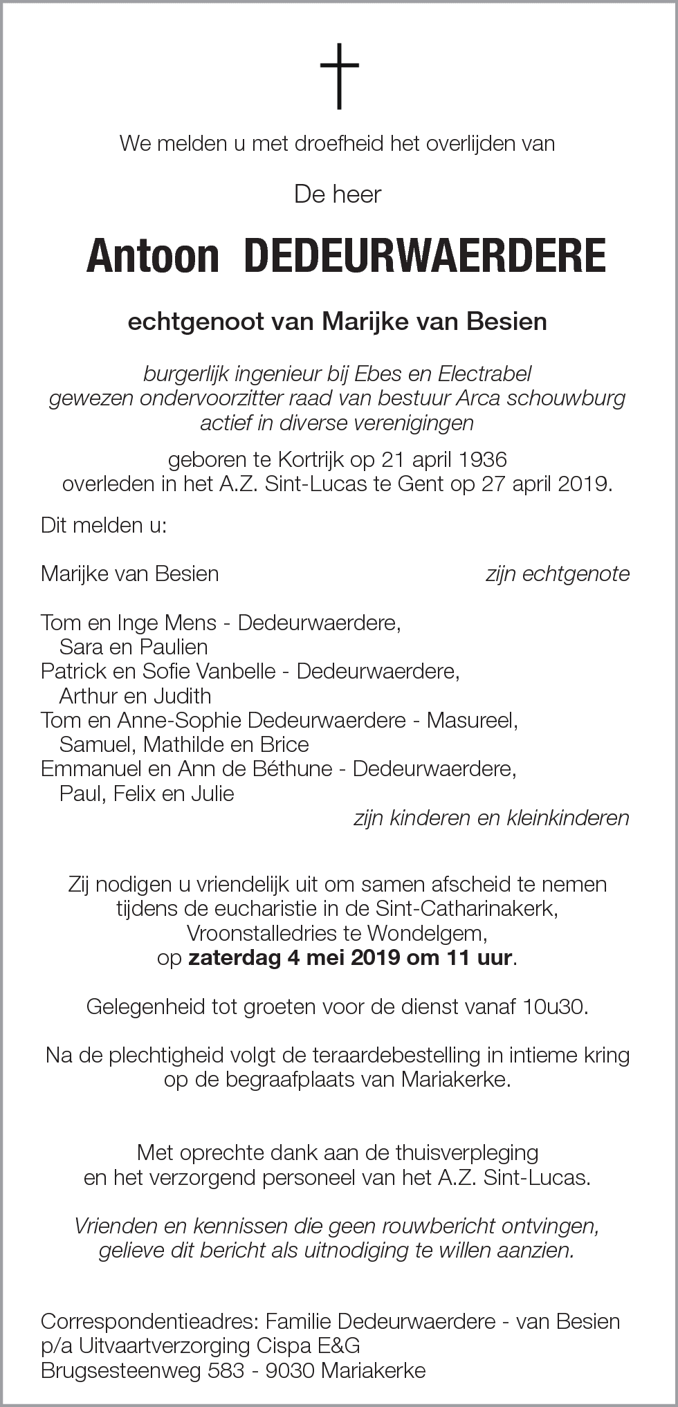 Antoon Dedeurwaerdere