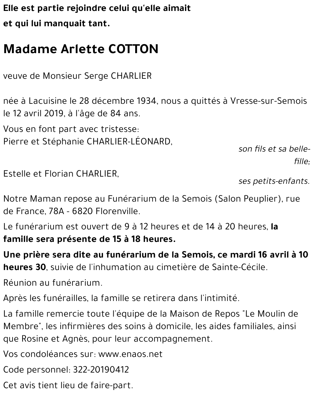 Arlette COTTON