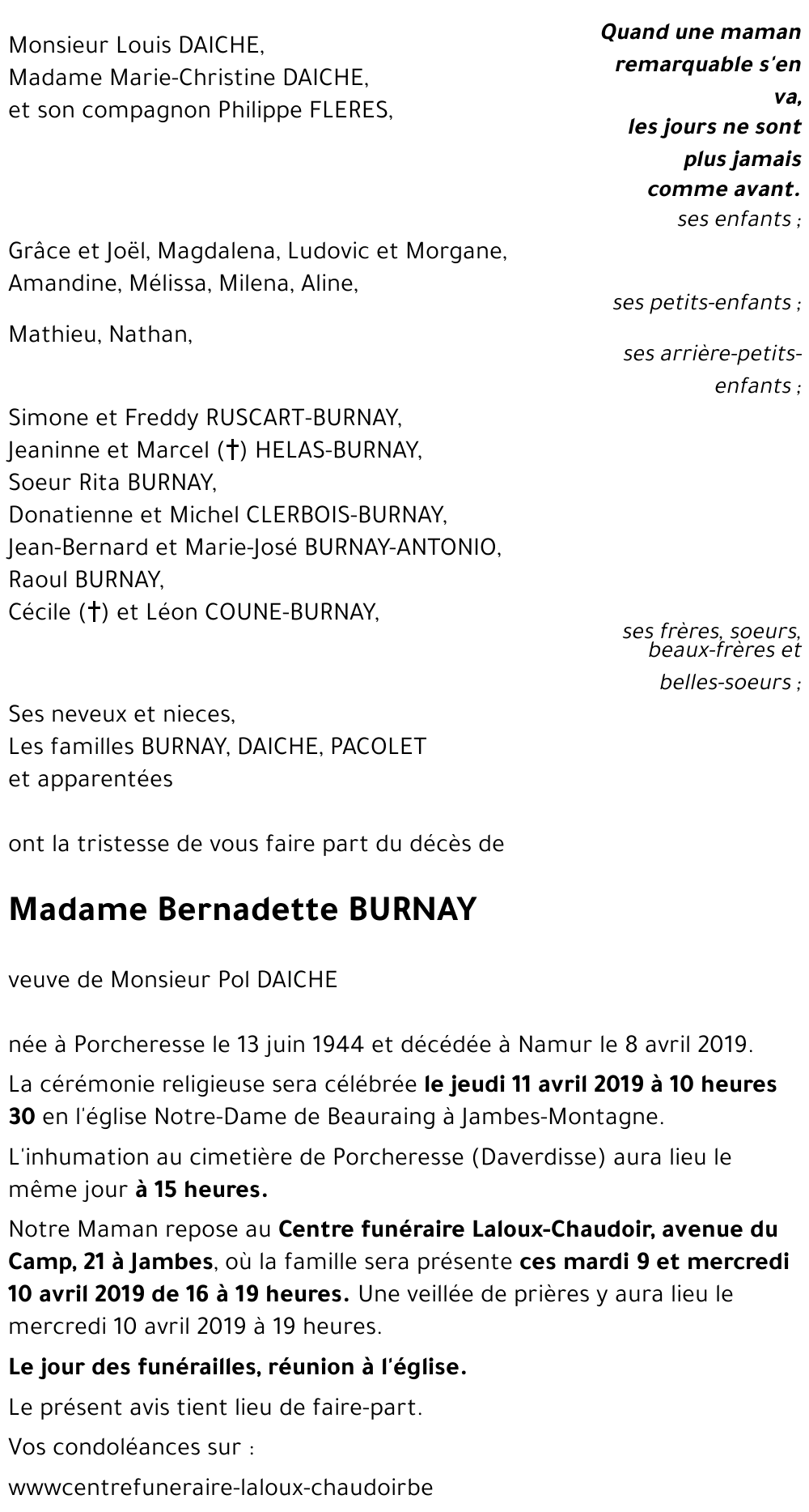 Bernadette BURNAY