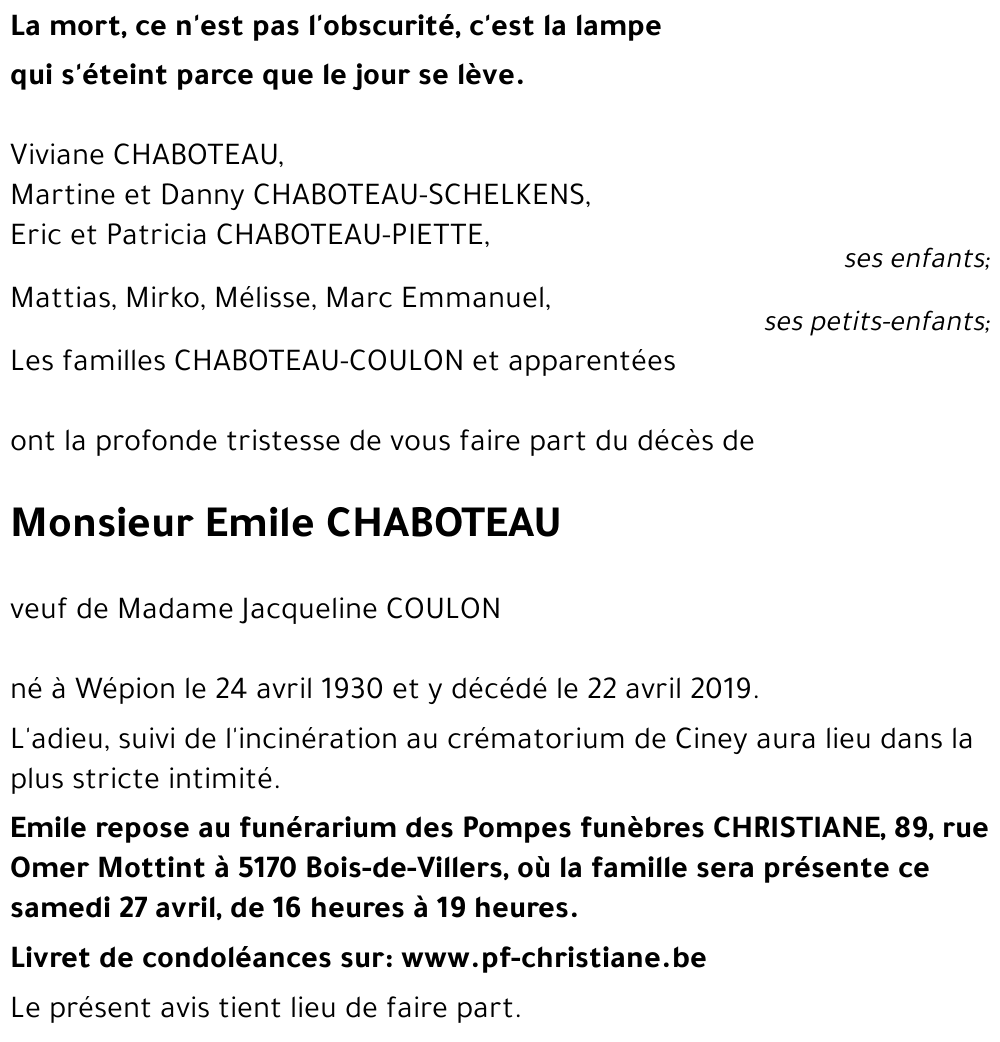 Emile CHABOTEAU