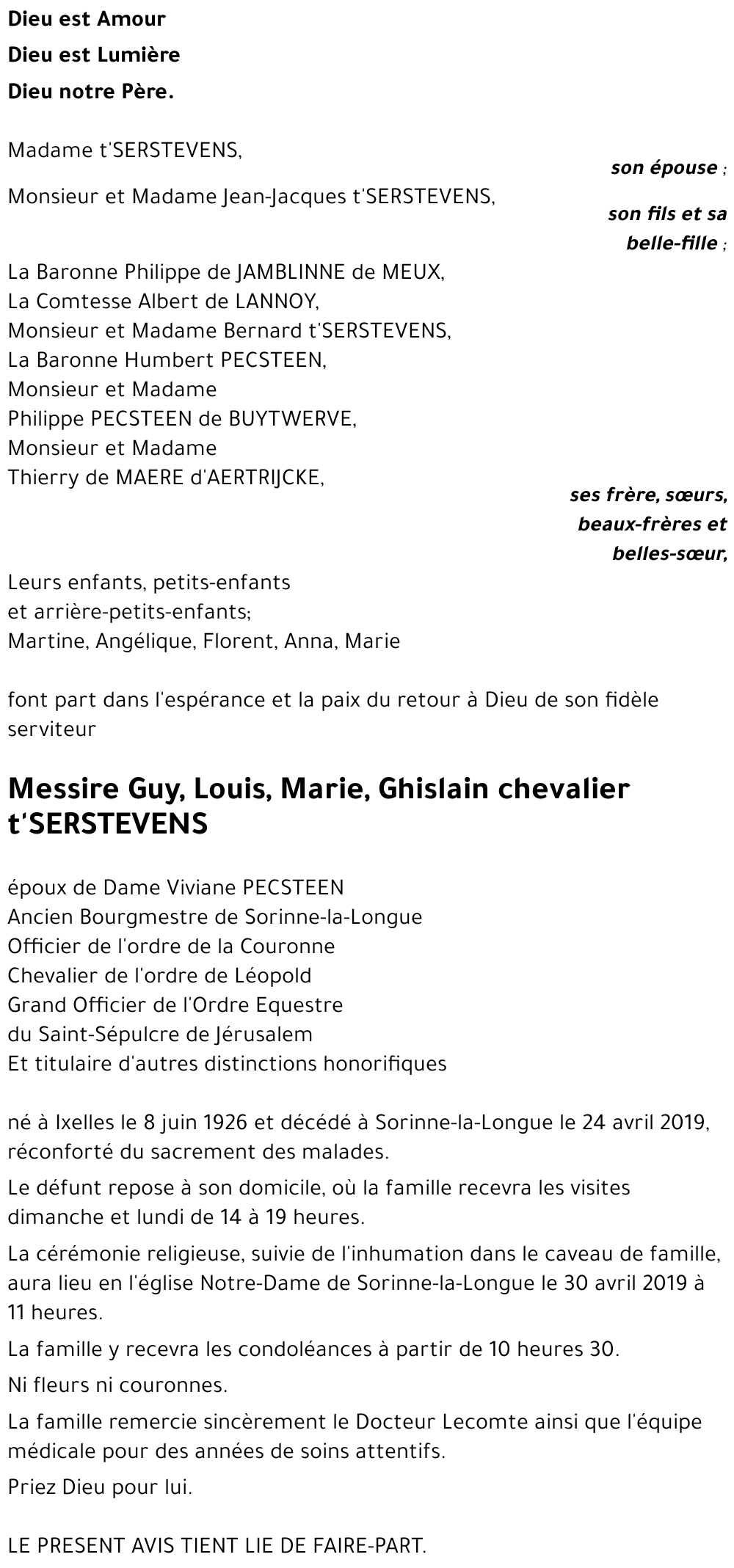 Guy, Louis, Marie, Ghislain t'SERSTEVENS