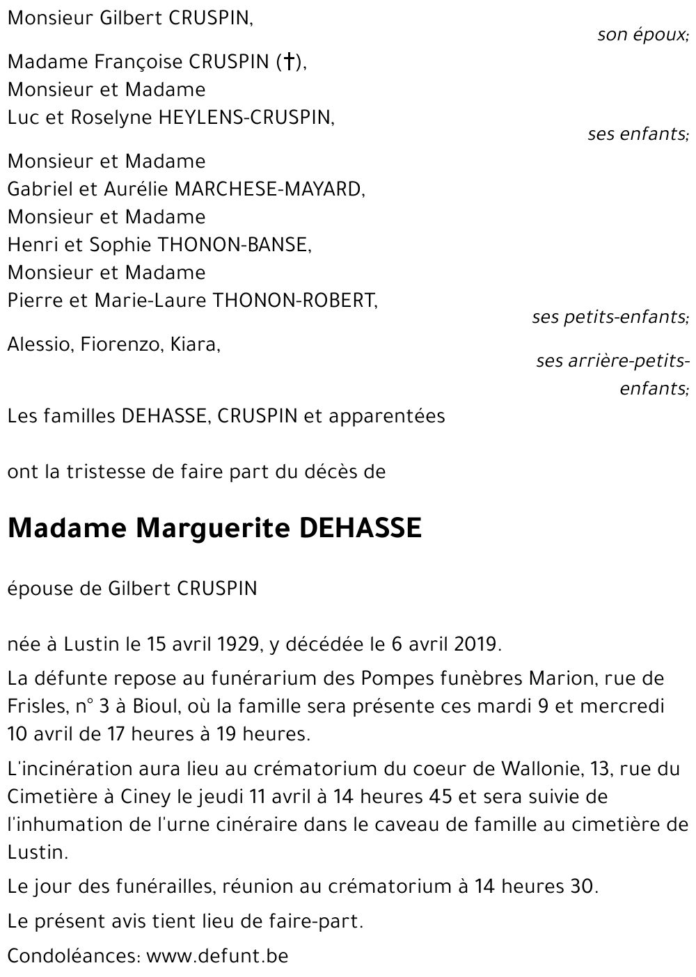 Marguerite DEHASSE