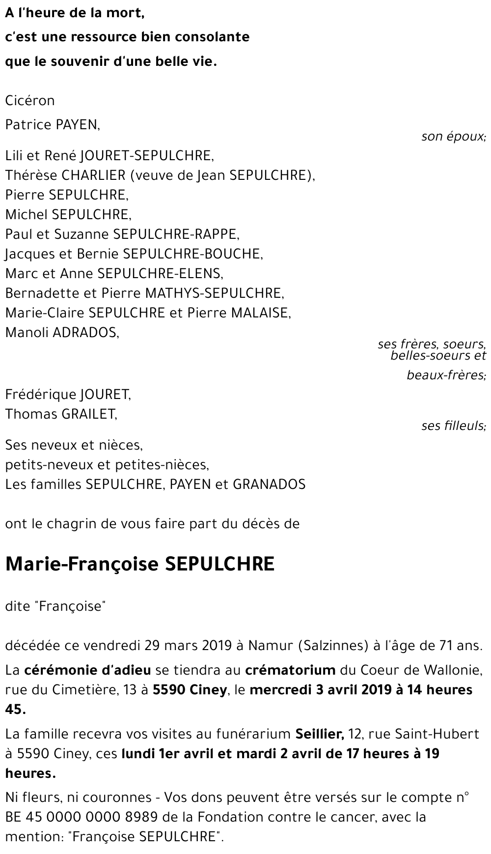 Marie-Françoise SEPULCHRE
