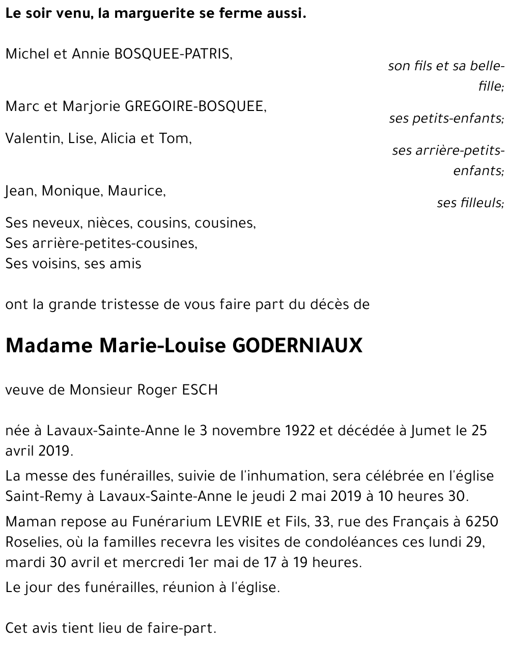 Marie-Louise GODERNIAUX