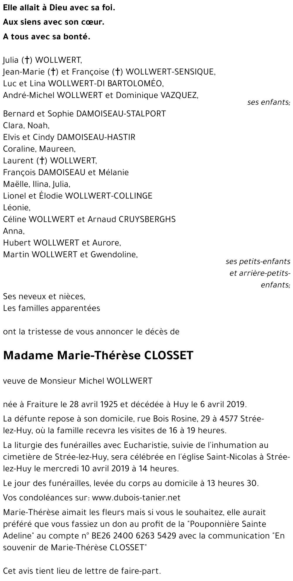 Marie-Thérèse CLOSSET