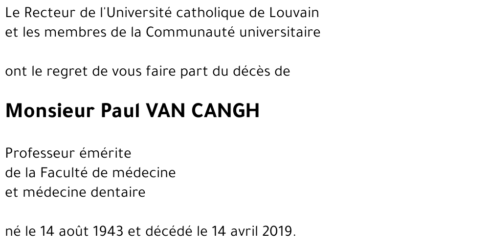 Paul VAN CANGH