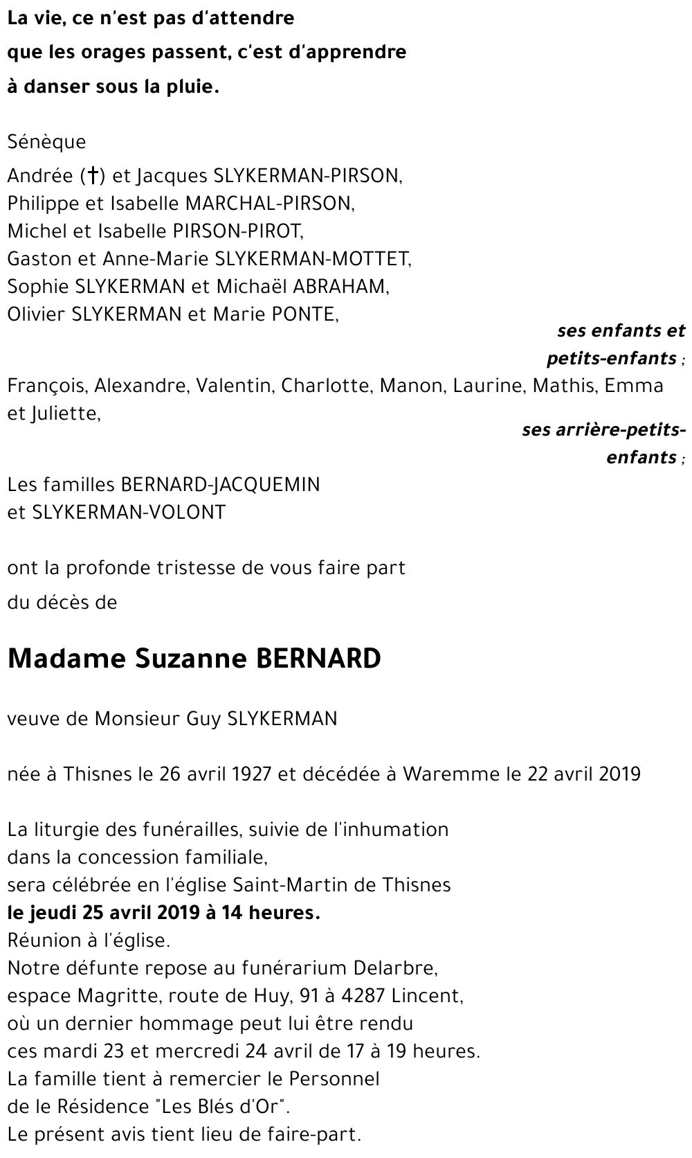 Suzanne BERNARD