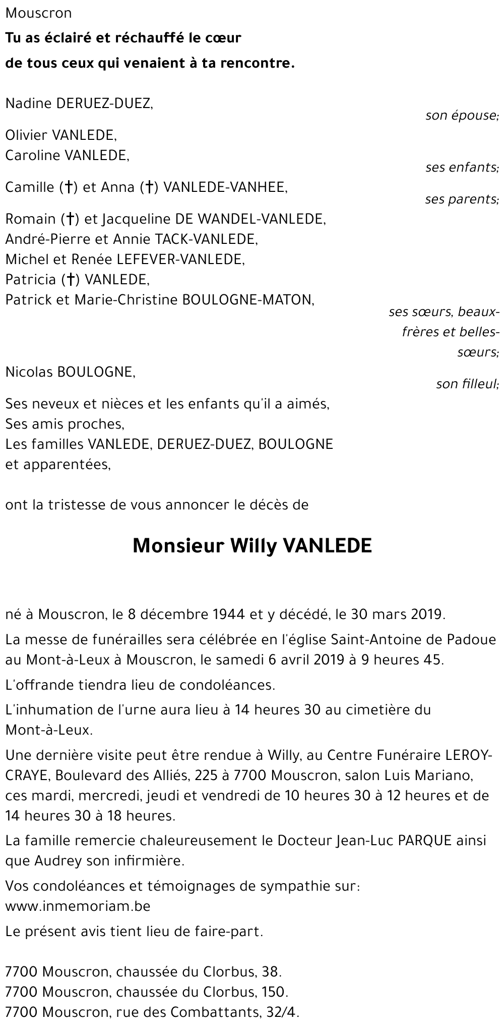 Willy VANLEDE