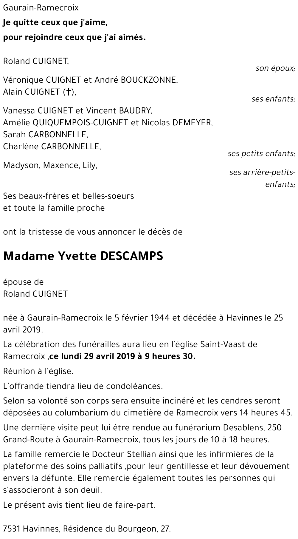 Yvette DESCAMPS
