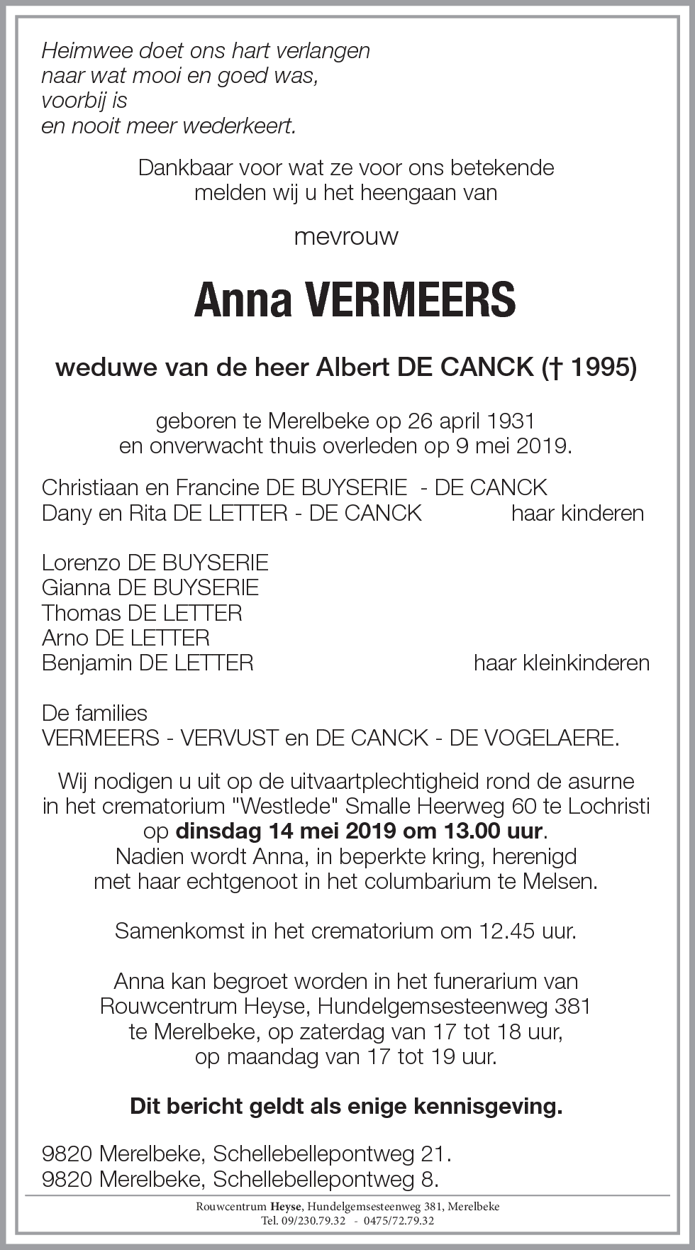 Anna VERMEERS