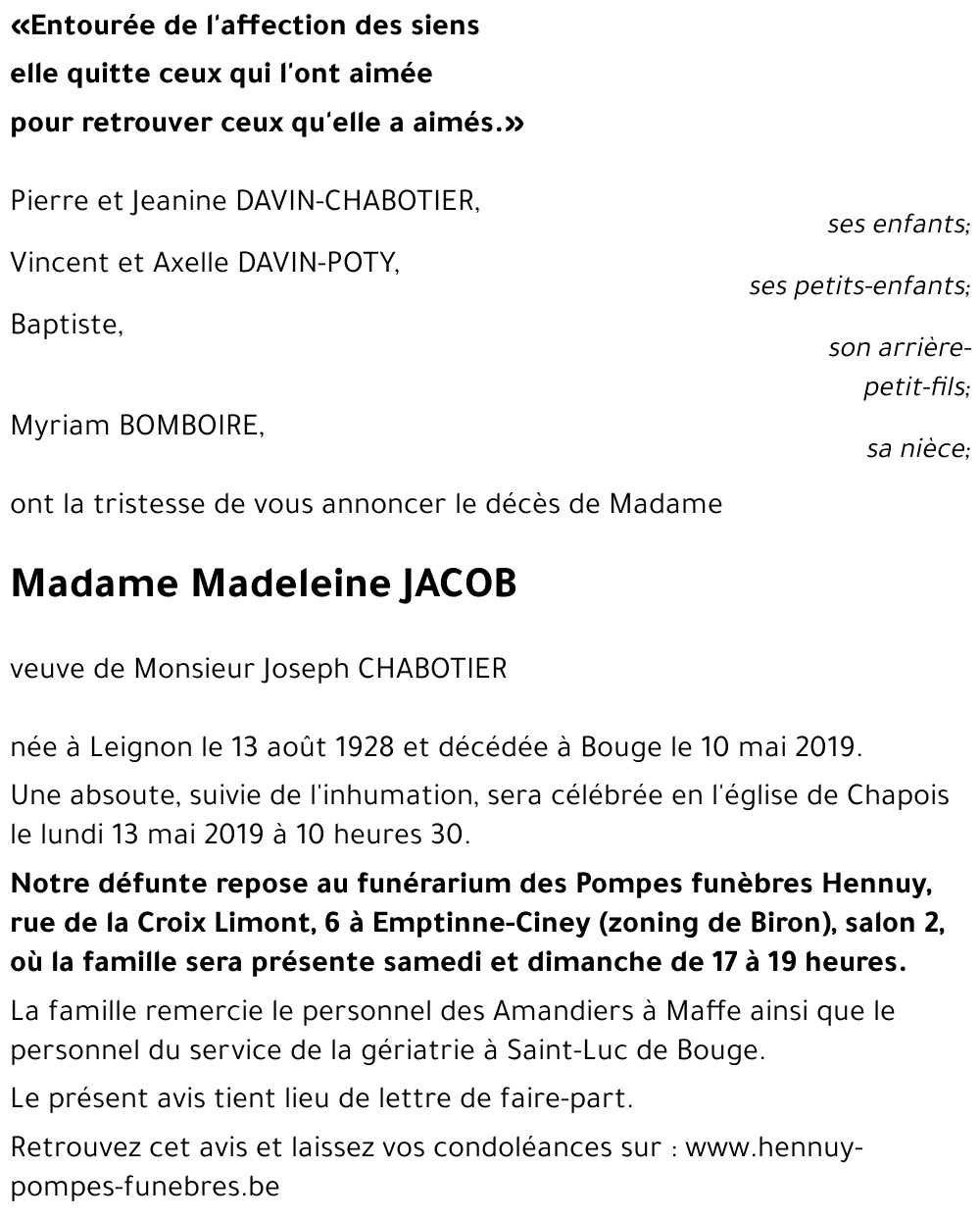 Madeleine JACOB