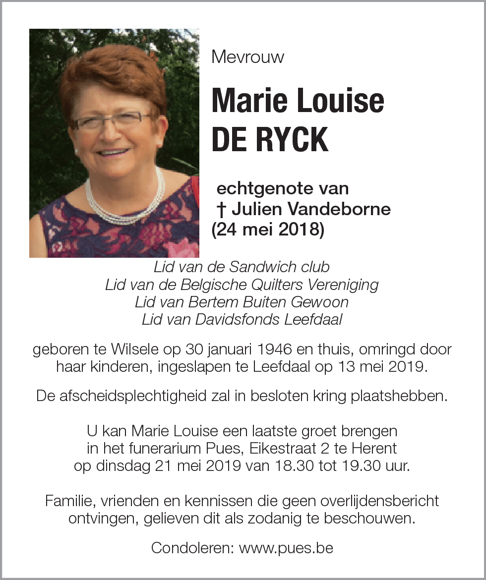 Marie Louise De Ryck