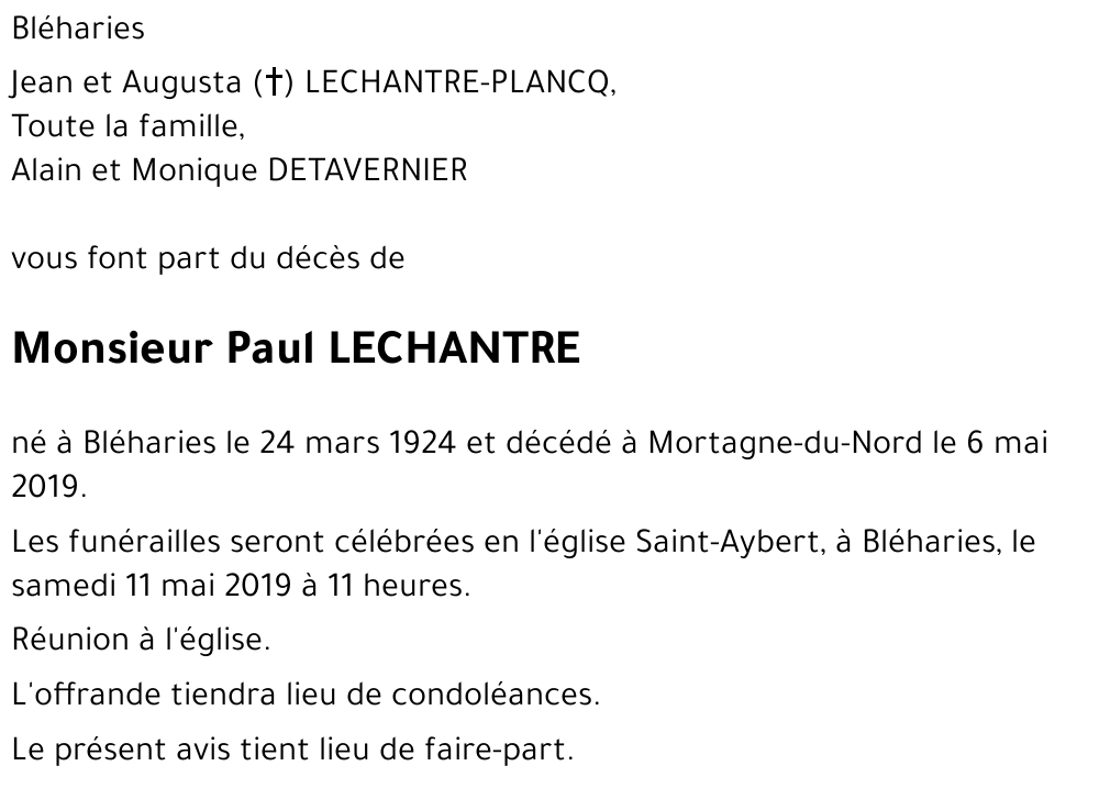 Paul LECHANTRE