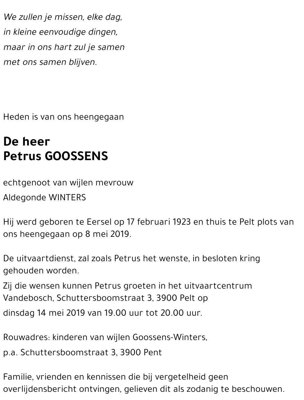 Petrus GOOSSENS