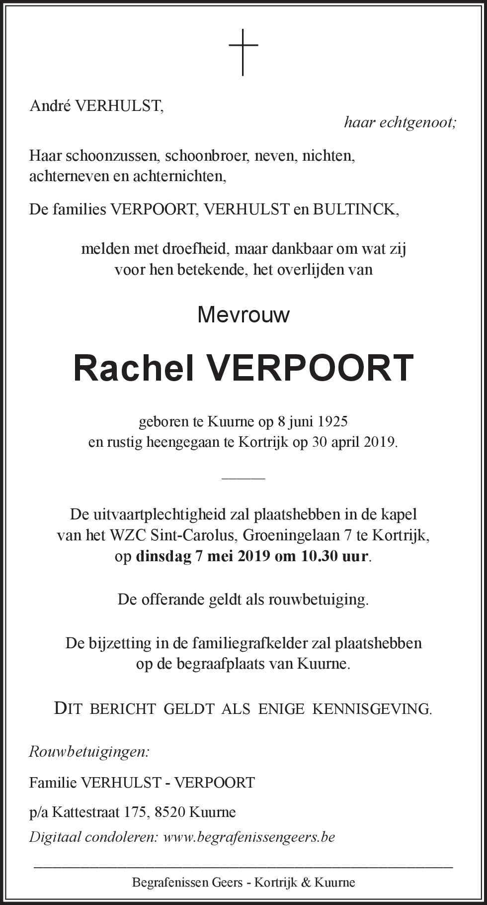 Rachel VERHULST - VERPOORT