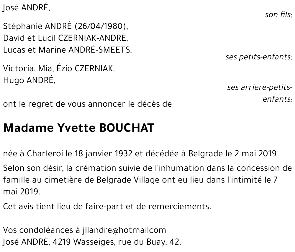 Yvette BOUCHAT
