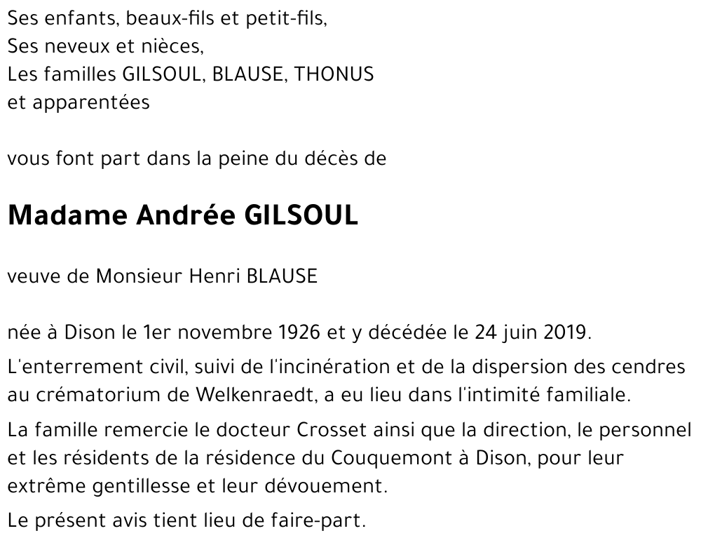 Andrée GILSOUL