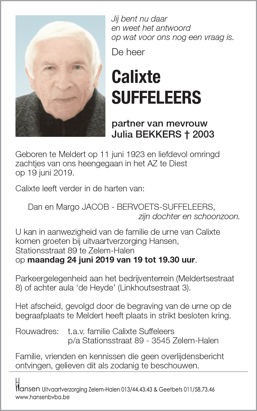 Calixte SUFFELEERS