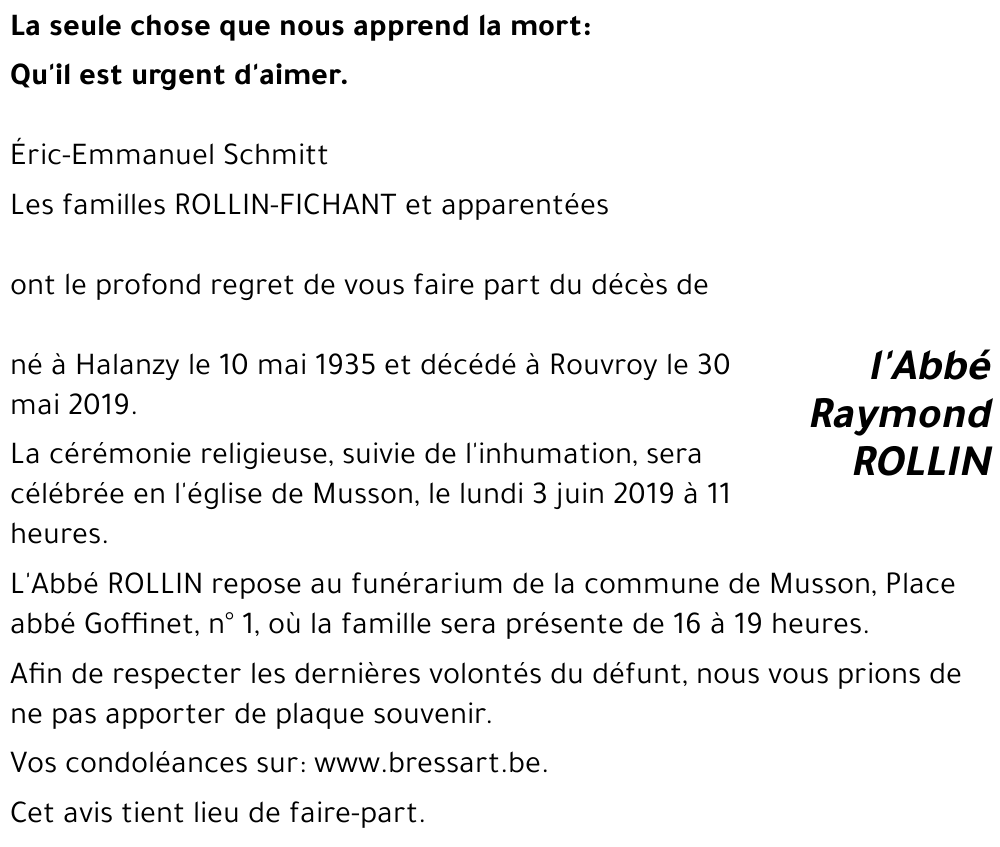 L'Abbé Raymond ROLLIN 