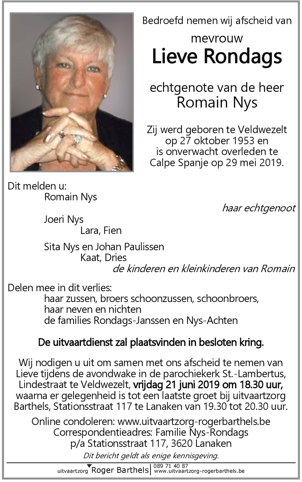 Lieve Rondags