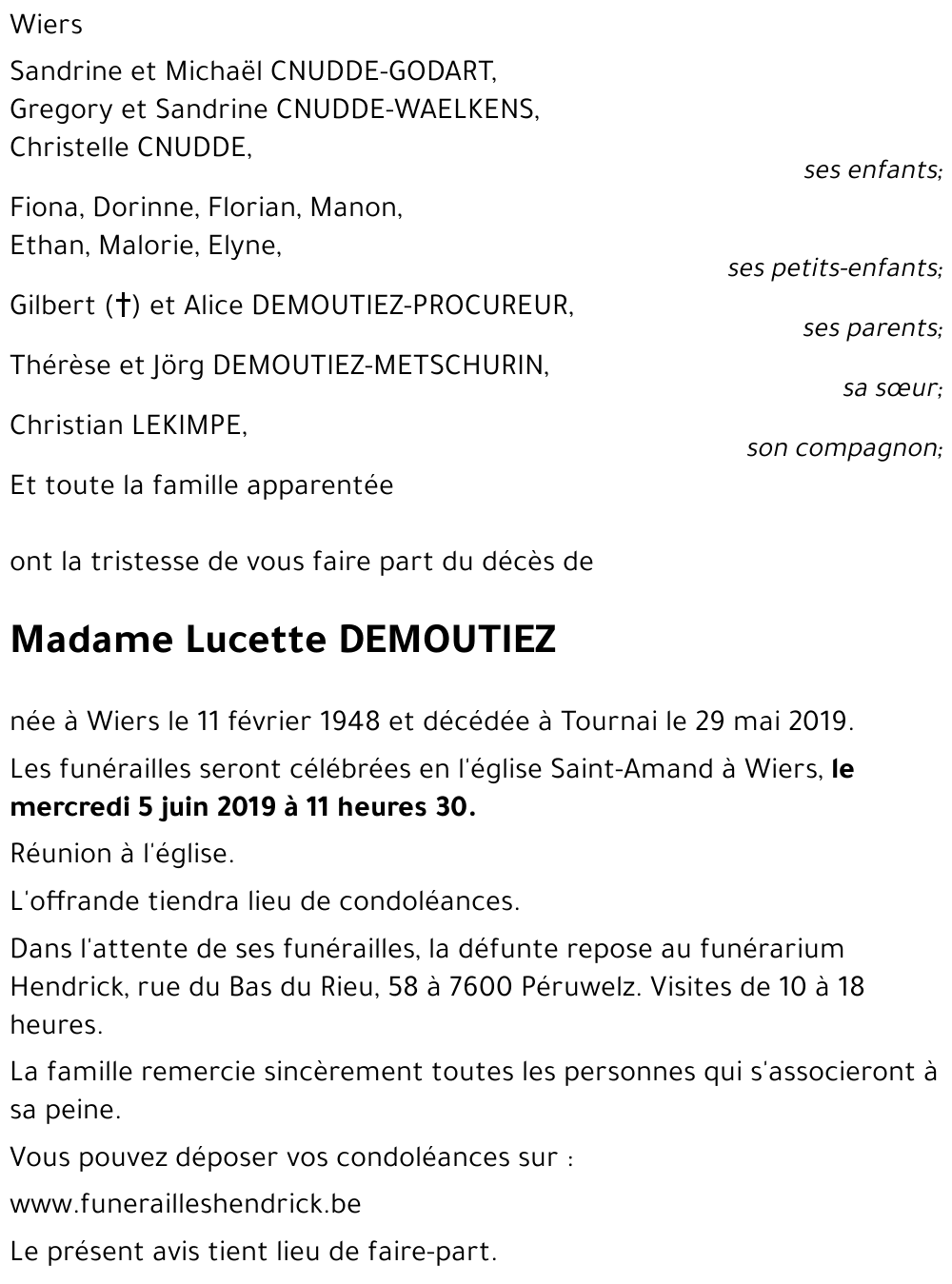 Lucette DEMOUTIEZ