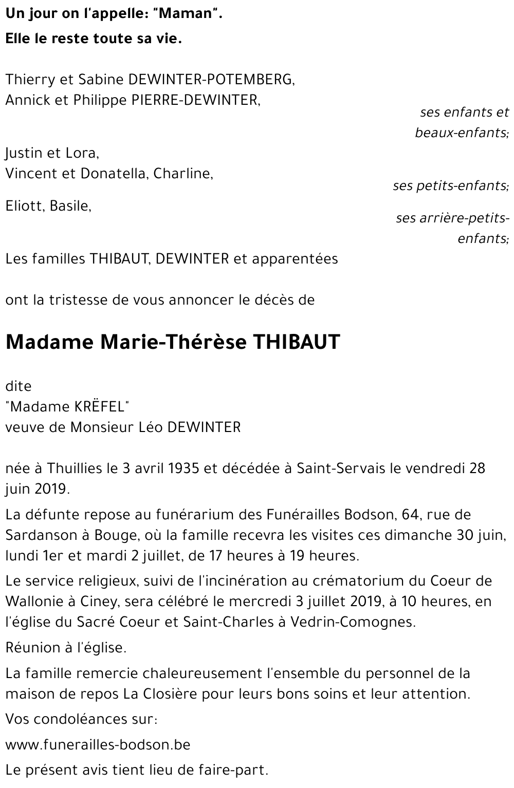 Marie-Thérèse THIBAUT