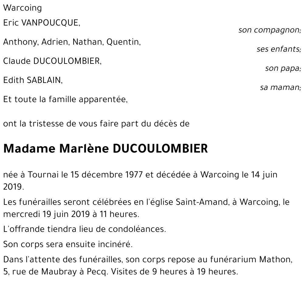 Marlène DUCOULOMBIER