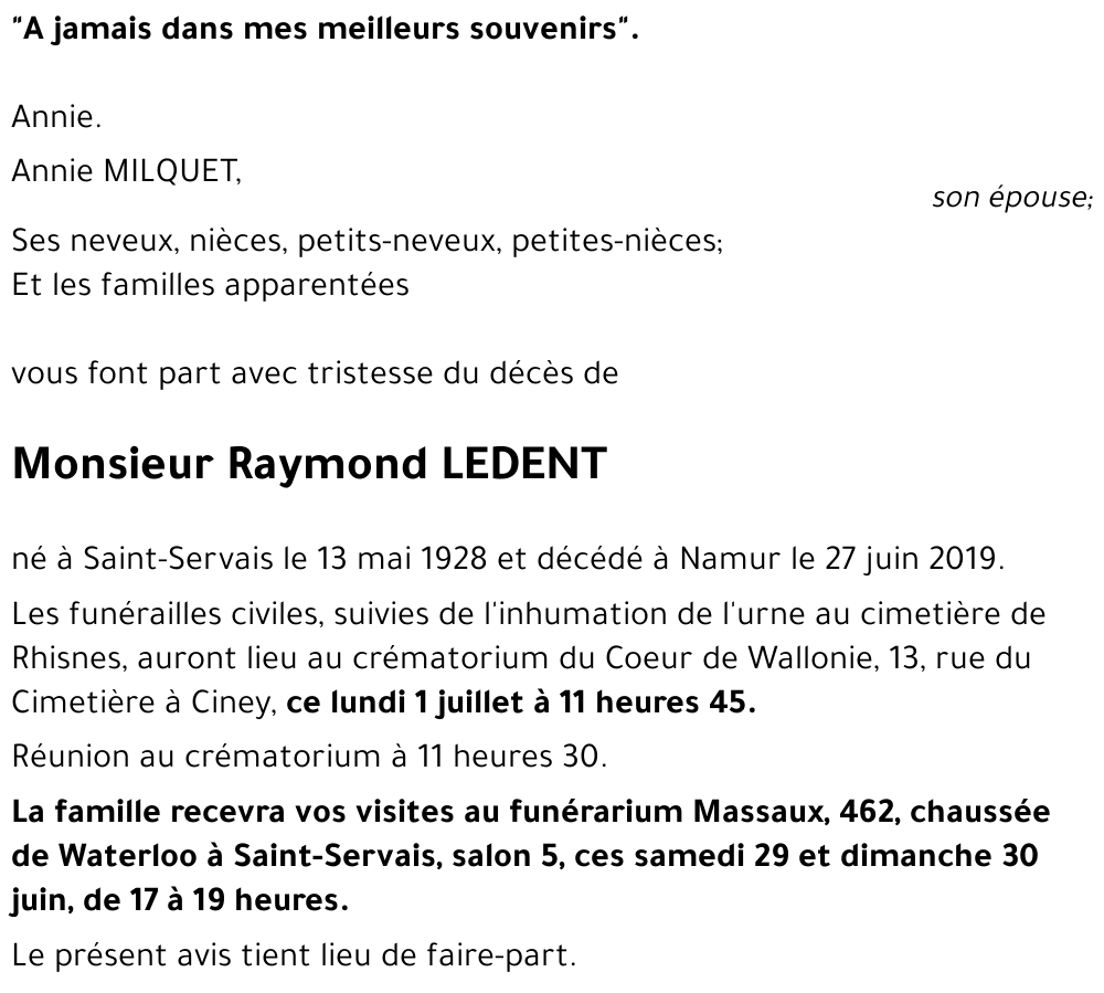 Raymond LEDENT