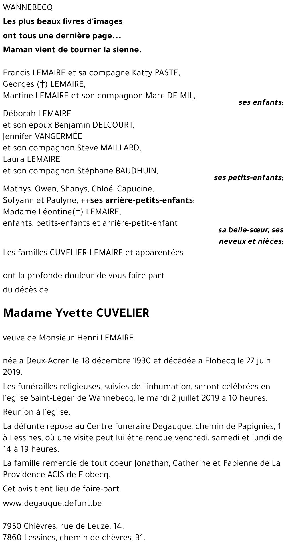 Yvette CUVELIER