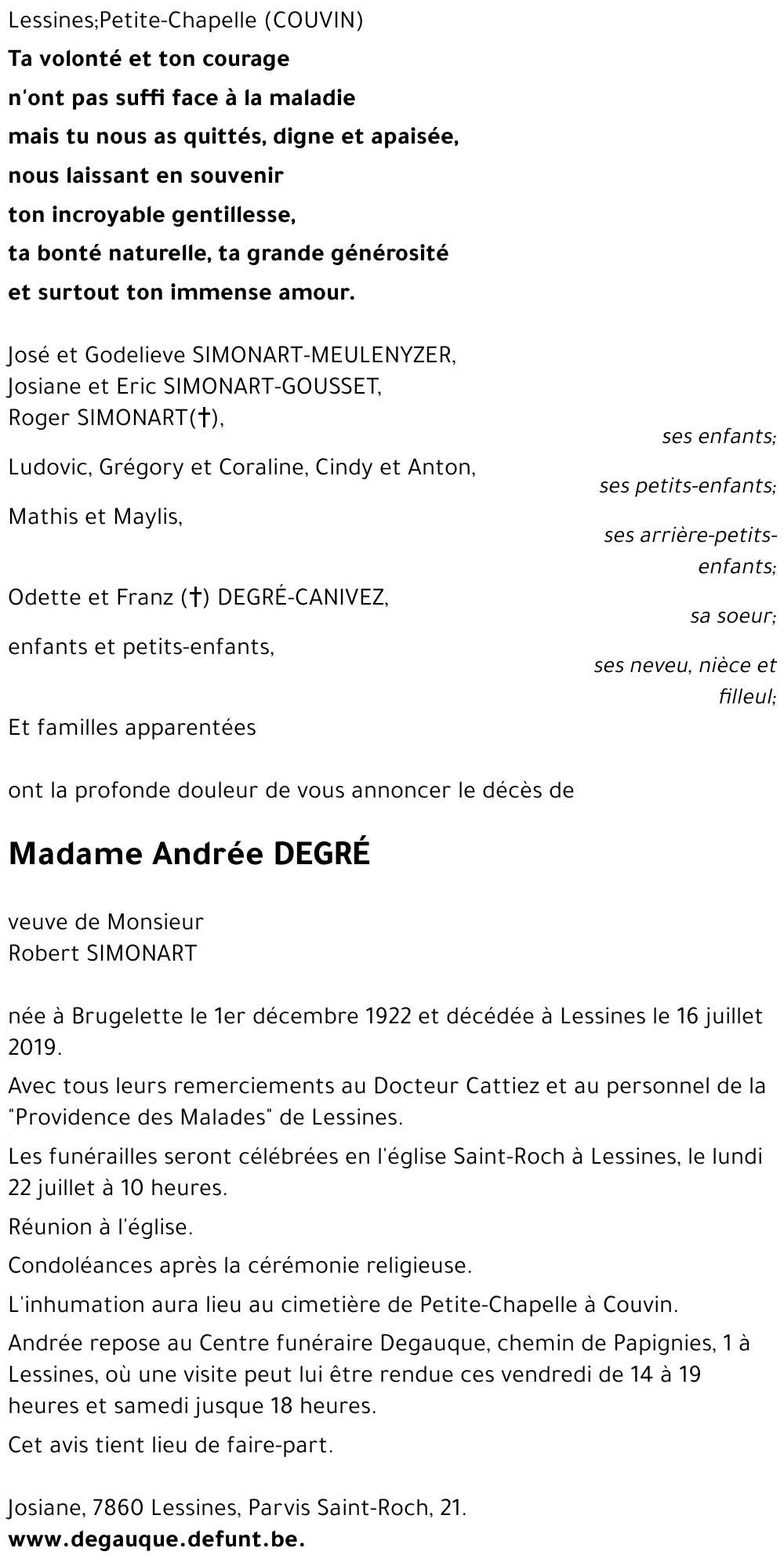 Andrée DEGRÉ